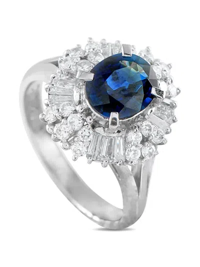Pre-owned Lb Exclusive Platinum 0.82ct Diamond And Sapphire Ring Mf26-101625 In Silver