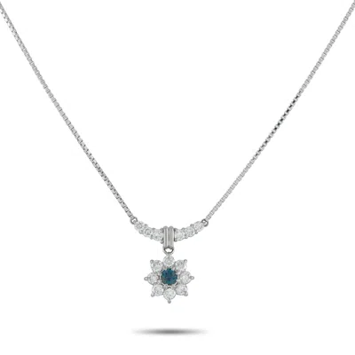 Lb Exclusive Platinum 0.83 Ct Diamond And 0.22 Ct Alexandrite Flower Necklace Mf11-101025 In Silver
