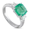 Lb Exclusive Platinum 0.84 Ct Diamond And 2.62 Ct Emerald Ring #5320 In Silver