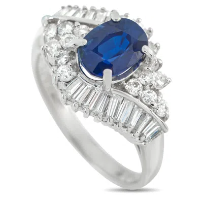 Lb Exclusive Platinum 0.84ct Diamond And Sapphire Ring Mf01-101725 In White