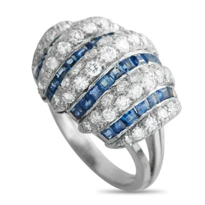 Lb Exclusive Platinum 0.84ct Diamond And Sapphire Ring Mf16-011626 In Silver