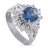 Lb Exclusive Platinum 0.87 Ct Diamond And 1.97 Ct Sapphire Ring Mf25-101625 In Silver