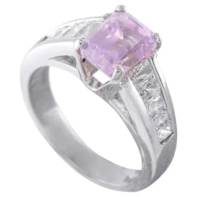 Pre-owned Lb Exclusive Platinum 0.90ct Diamond And Sapphire Ring Mf09-062926 In Blue