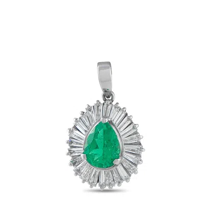 Lb Exclusive Platinum 0.91ct Diamond And Emerald Pendant Mf08-123025 In Multi