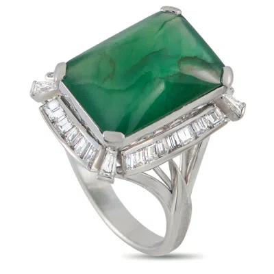 Lb Exclusive Platinum 0.91ct Diamond And Jade Ring Mf11-051425