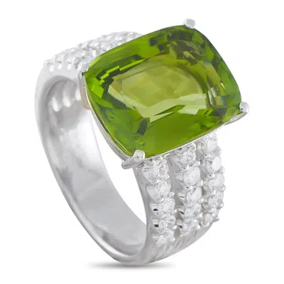 Lb Exclusive Platinum 0.91ct Diamond And Peridot Ring Mf08-052126 In Metallic