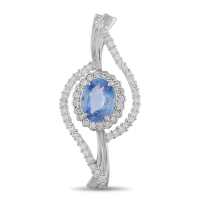 Lb Exclusive Platinum 0.92 Ct Diamond And 2.57 Ct Sapphire Pendant Mf20-010226 In Metallic
