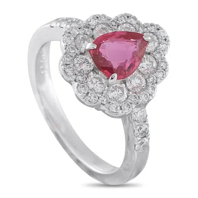 Lb Exclusive Platinum 0.93ct Diamond And Ruby Ring #5310 In White
