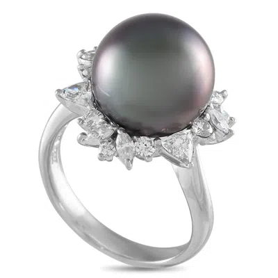 Lb Exclusive Platinum 0.95ct Diamond And Pearl Ring Mf04-032725 In White