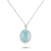 Lb Exclusive Platinum 0.97ct Diamond And Aquamarine Pendant Necklace Mf08-101025 In Blue