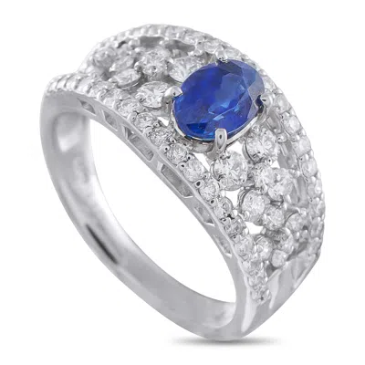 Lb Exclusive Platinum 0.99ct Diamond And Sapphire Ring Mf09-010626 In Metallic