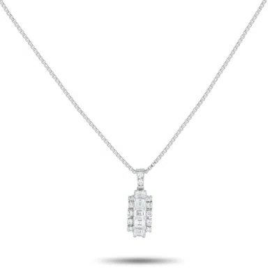 Lb Exclusive Platinum 1.0 Ct Diamond Bar Pendant Necklace Mf20-082225 In Metallic