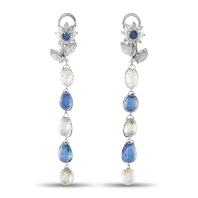 Lb Exclusive Platinum 10.0ct Diamond And Sapphire Earrings Mf26-0116126 In Multi