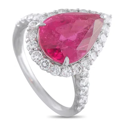 Lb Exclusive Platinum 1.02ct Diamond And Rubellite Ring Mf07-052126 In Metallic