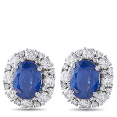 Lb Exclusive Platinum 1.02ct Diamond And Sapphire Earrings Mf35-041426 In Neutral