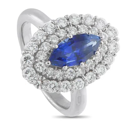 Lb Exclusive Platinum 1.02ct Diamond And Sapphire Ring Mf29-101025 In Metallic