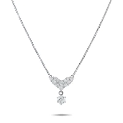 Lb Exclusive Platinum 1.02ct Diamond Pendant Necklace Mf 13-010226 In Silver