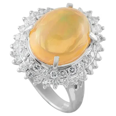 Pre-owned Lb Exclusive Platinum 1.03ct Diamond And Opal Ring Mf16-070926 In Multiple
