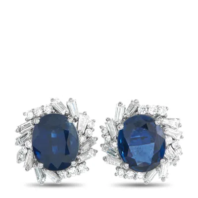 Lb Exclusive Platinum 1.03ct Diamond And Sapphire Earrings Mf27-110425 In Multi
