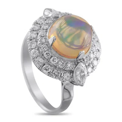 Lb Exclusive Platinum 1.05ct Diamond And Opal Ring Mf12-061725