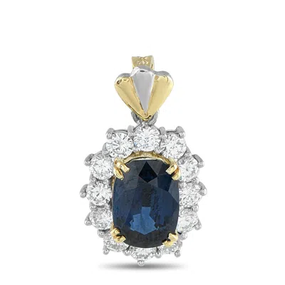 Lb Exclusive Platinum 1.05ct Diamond And Sapphire Pendant Mf03-082225 In Multi