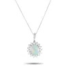 Lb Exclusive Platinum 1.07ct Diamond And Opal Pendant Necklace Mf22-082025 In Metallic