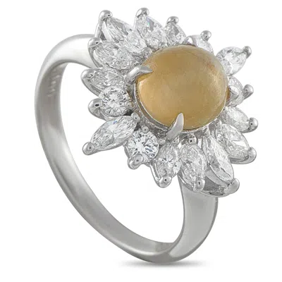 Lb Exclusive Platinum 1.0ct Diamond And Cats Eye Ring Mf09-122925 In Metallic