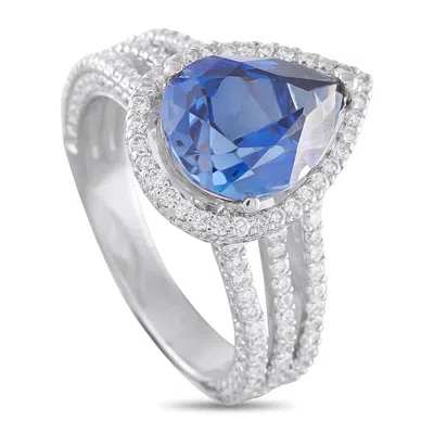 Lb Exclusive Platinum 1.0ct Diamond And Sapphire Ring Mf18-050726 In Transparent
