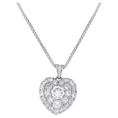 Pre-owned Lb Exclusive Platinum 1.12ct Diamond Pendant Necklace Mf39-031226 In Multi