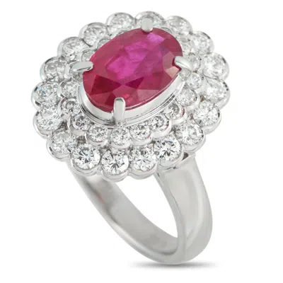 Lb Exclusive Platinum 1.14ct Diamond And Ruby Ring Mf59-101625 In Pink