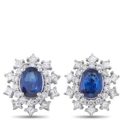 Lb Exclusive Platinum 1.19ct Diamond And Sapphire Earrings Mf22-0411026 In Gray