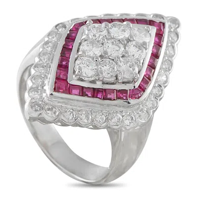 Lb Exclusive Platinum 1.21ct Diamond And Ruby Ring Mf14-041426 In Orange