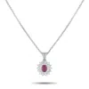 Lb Exclusive Platinum 1.24 Ct Diamond And 1.24 Ct Ruby Oval Double Halo Pendant Necklace Mf22-082225 In Gray