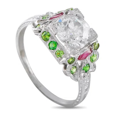 Lb Exclusive Platinum 1.25ct Diamond And Demantoid Ring Mf20-062526 In Green