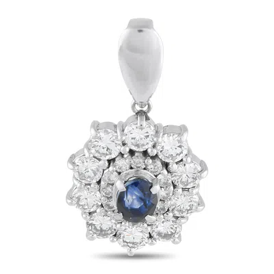 Lb Exclusive Platinum 1.25ct Diamond And Sapphire Pendant Mf21-082125 In Silver