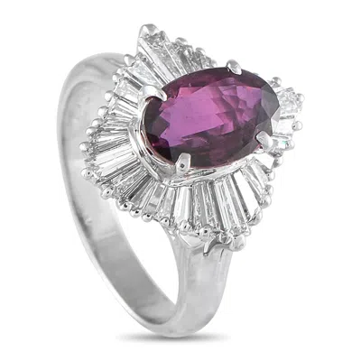 Lb Exclusive Platinum 1.26ct Diamond And Purple Sapphire Ring Mf05-073025 In Metallic