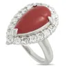 Lb Exclusive Platinum 1.27ct Diamond And Coral Ring Mf14-101625 In Silver