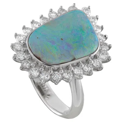 Pre-owned Lb Exclusive Platinum 1.30ct Diamond And Opal Ring In Multiple