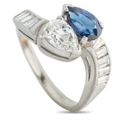Lb Exclusive Platinum 1.30ct Diamond And Sapphire Ring Mf22-050526 In Metallic