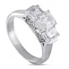 Lb Exclusive Platinum 1.32 Ct Diamond Three Stone Ring #5251 In Metallic