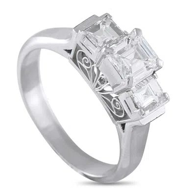 Lb Exclusive Platinum 1.32 Ct Diamond Three Stone Ring #5251 In Metallic
