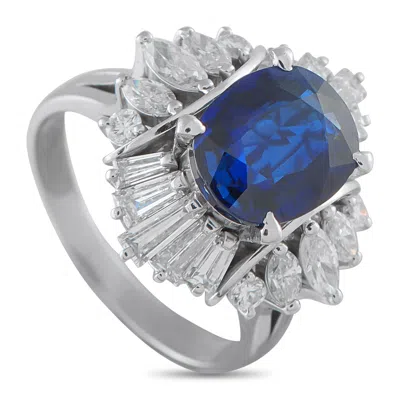Lb Exclusive Platinum 1.37 Ct Diamond And 3.31 Ct Sapphire Ring #5231 In Blue