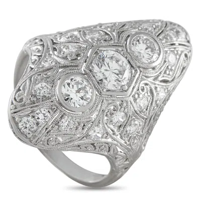 Lb Exclusive Platinum 1.40 Ct Diamond Antique Dinner Ring Mf20-051826 In Neutral