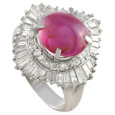 Pre-owned Lb Exclusive Platinum 1.40ct Diamond And Ruby Ballerina Ring Mf05-051826 In Multi