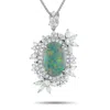 Lb Exclusive Platinum 1.46ct Diamond And Opal Necklace Mf35-101525 In Metallic