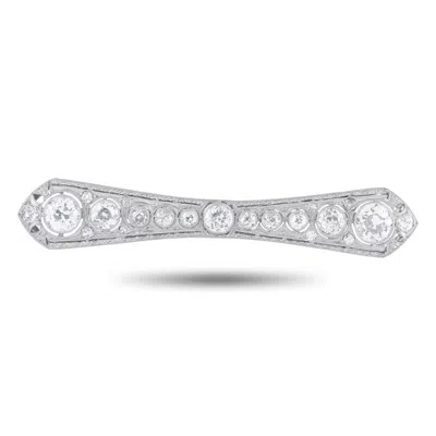 Lb Exclusive Platinum, 14k White Gold 3.50ct Diamond Art Deco Brooch Mf15-102025 In Silver