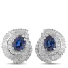 Lb Exclusive Platinum 1.50 Ct Diamond And 2.30 Ct Sapphire Earrings Mf32-102025 In Silver