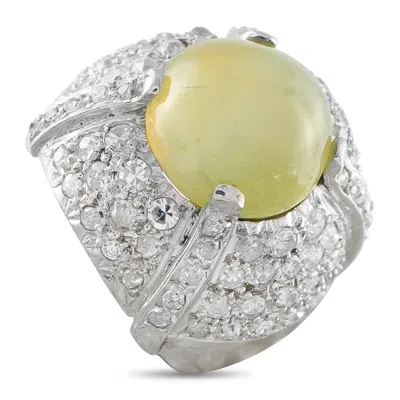 Lb Exclusive Platinum 1.50ct Diamond And Cats Eye Ring Mf12-050526 In Metallic
