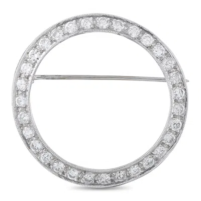 Lb Exclusive Platinum 1.50ct Diamond Circular Brooch Mf28-062426 In Silver