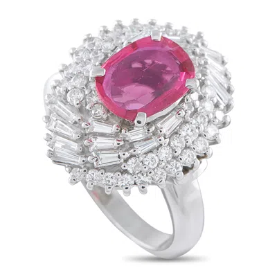 Lb Exclusive Platinum 1.52ct Diamond And Ruby Ring Mf38-052126 In Neutral
